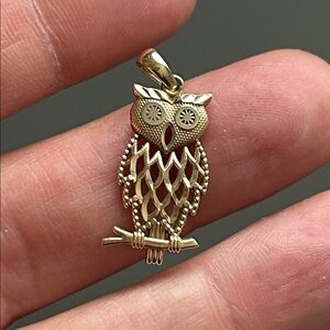 14K Gold Owl Pendant